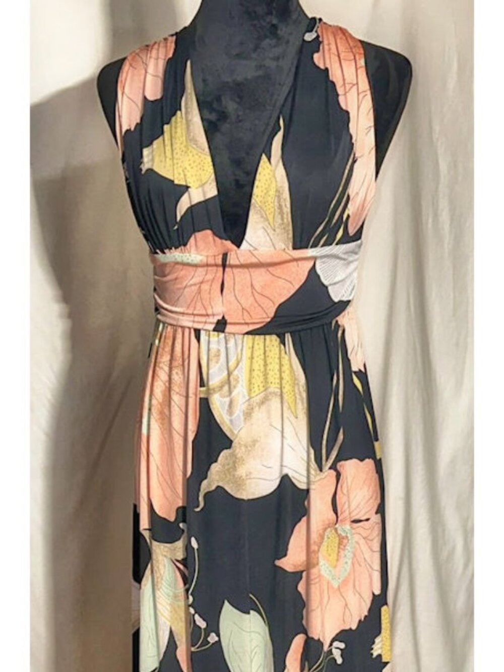 Papaya Summer Dress, Wrap Top, Medium